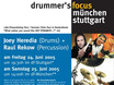 ﻿Das Plakat des Schlagzeug- und Percussion-Workshops mit Joey Heredia und Raul Rekow (Santana) im drummer's focus Stuttgart am 24. und 25. Juni 2005 im drummer's focus München.