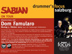 ﻿Das Plakat des Drum-Workshops mit Dom Famularo im drummer's focus Salzburg am 3. Oktober 2005.